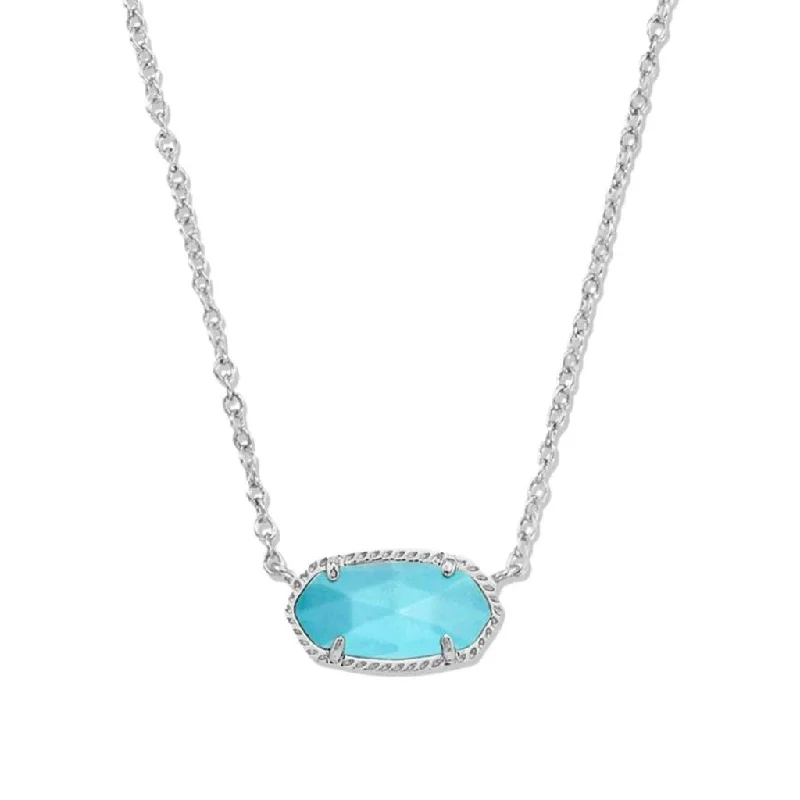 Women's eco-friendly necklaces-Kendra Scott : Elisa Silver Pendant Necklace in Rhodium Turquoise