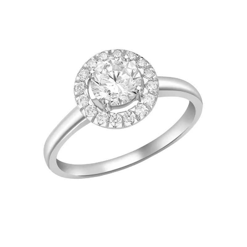 Women's wedding band rings-9K White Gold Round CZ Cluster Ring