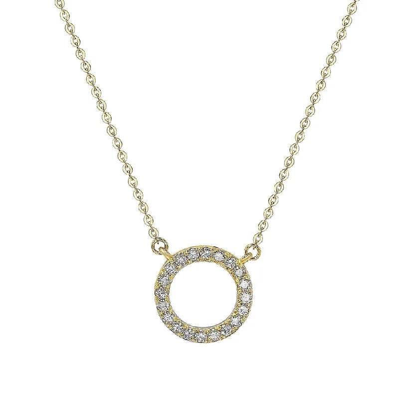 Women's sapphire necklaces-Suzy Levian 14K Yellow Gold 0.25 ctw Diamond Circle Necklace