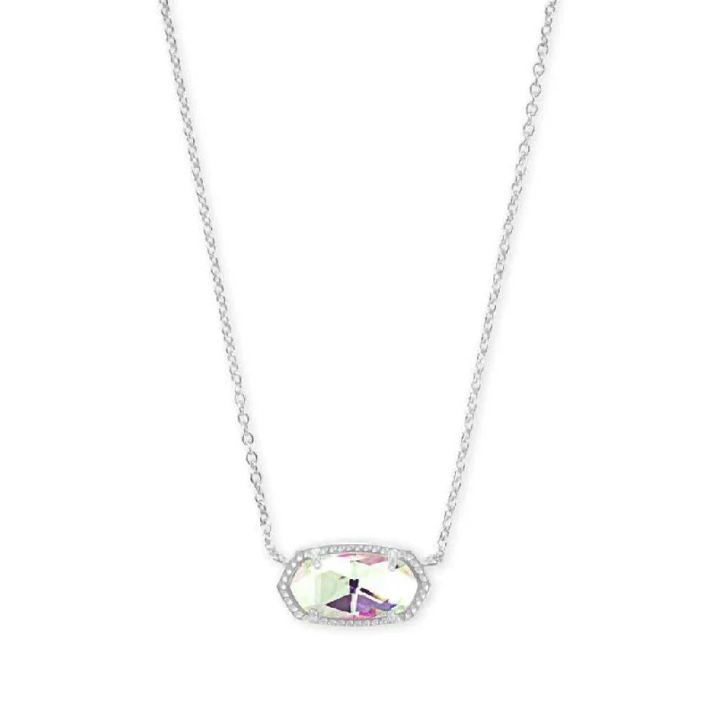 Women's charm necklaces-Kendra Scott : Elisa Silver Pendant Necklace In Dichroic Glass