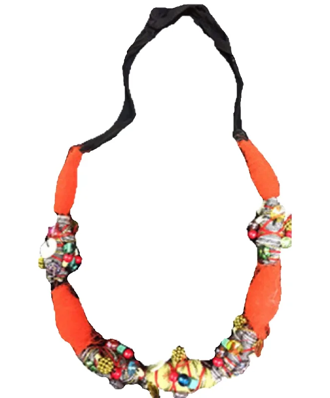 Women's Valentine's Day necklaces-Embroidery Handmade Necklace In Orangemulti (A/s)