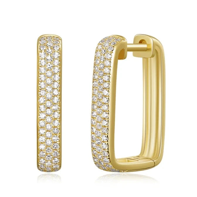 Women's art deco earrings-14K GOLD DIAMOND MIKA HUGGIES