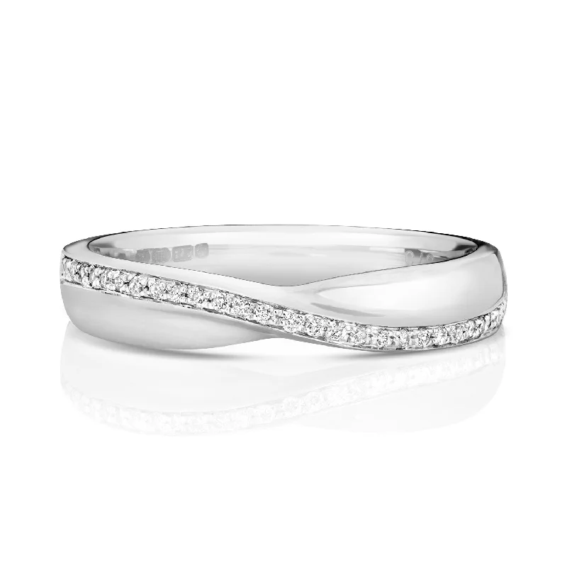 Women's rose gold rings-Platinum Diamond Set Crossover Eternity Ring