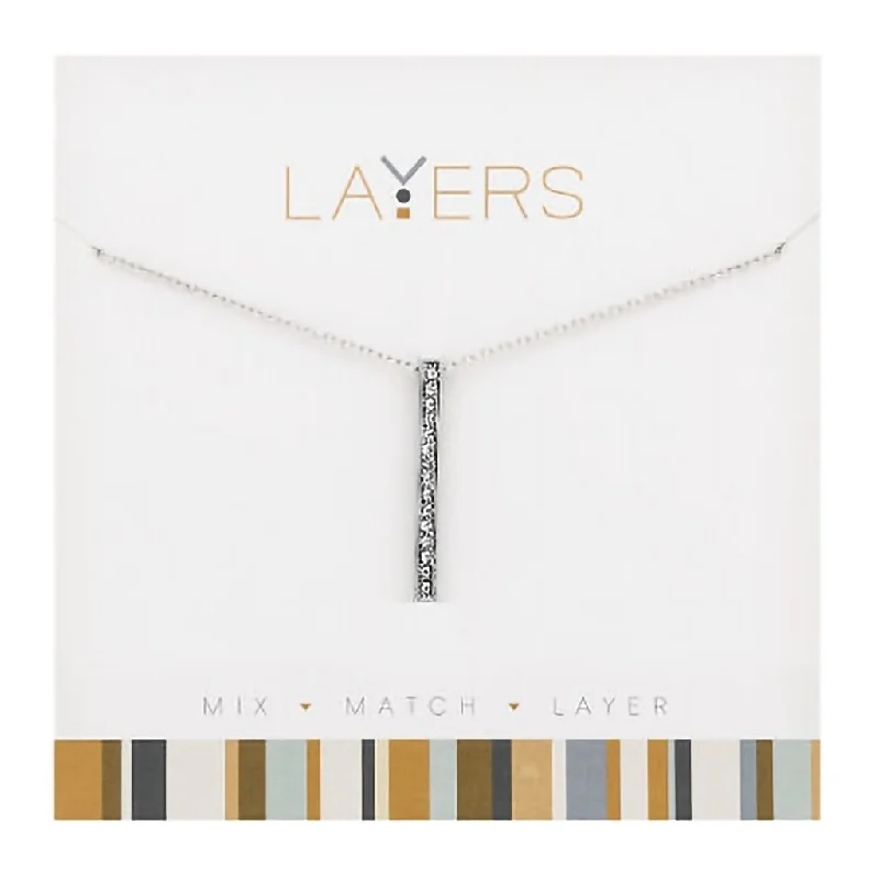 Designer women's necklaces-Center Court : Silver Single Bar Layers Necklace