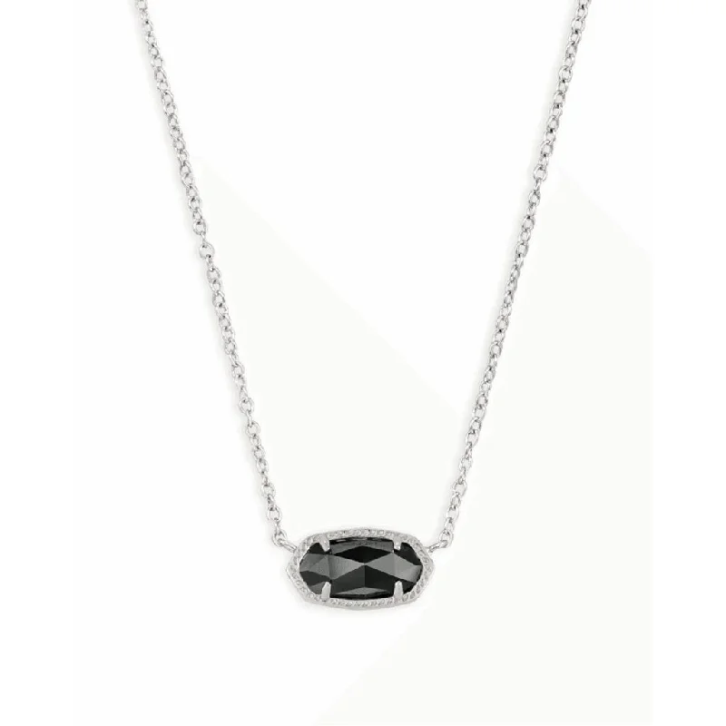 Women's ruby necklaces-Kendra Scott : Elisa Silver Pendant Necklace In Black Opaque Glass