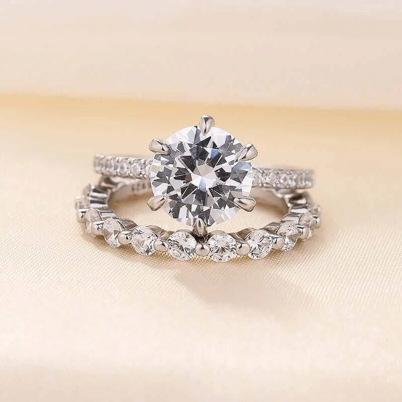 Women's sun rings-2.5ct Round Cut Simulated Diamonds Bridal Ring Set