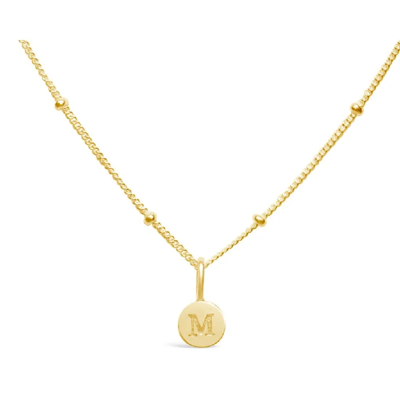 Women's short necklaces-Stia : Love Letter "M" Mini Disk Necklace in Gold