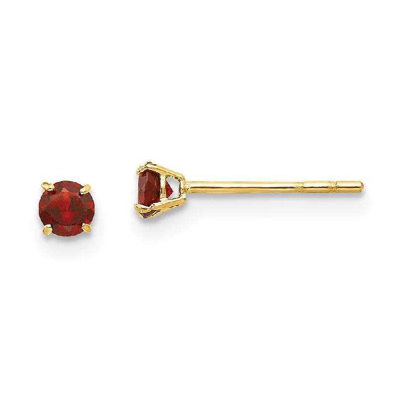 Women's moon phase earrings-Madi K Kid's 14k  Round Garnet 3mm Post Earrings