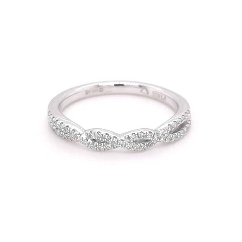 Women's sterling silver rings-Platinum 0.13ct Diamond Set Twisted Eternity Ring