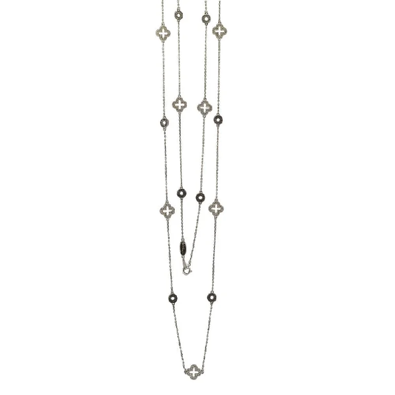 Women's layered necklaces-Suzy Levian Sterling Silver Sapphire & Diamond Accent Station Necklace