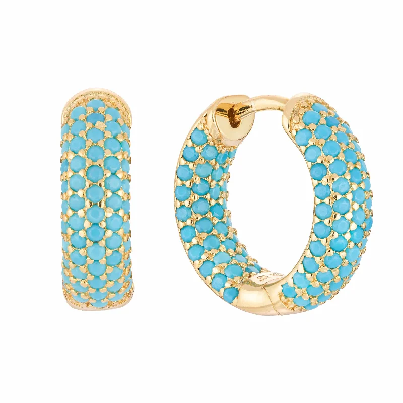 Women's statement earrings-Frosted | Turquoise Huggie Hoop Earrings