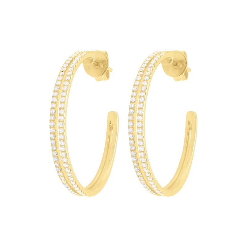 Women's alloy earrings-14K GOLD DIAMOND NADINE HOOPS