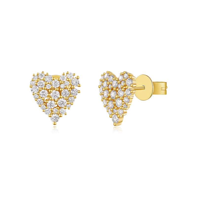 Women's beaded earrings-14K GOLD DIAMOND HAVEN HEART STUDS