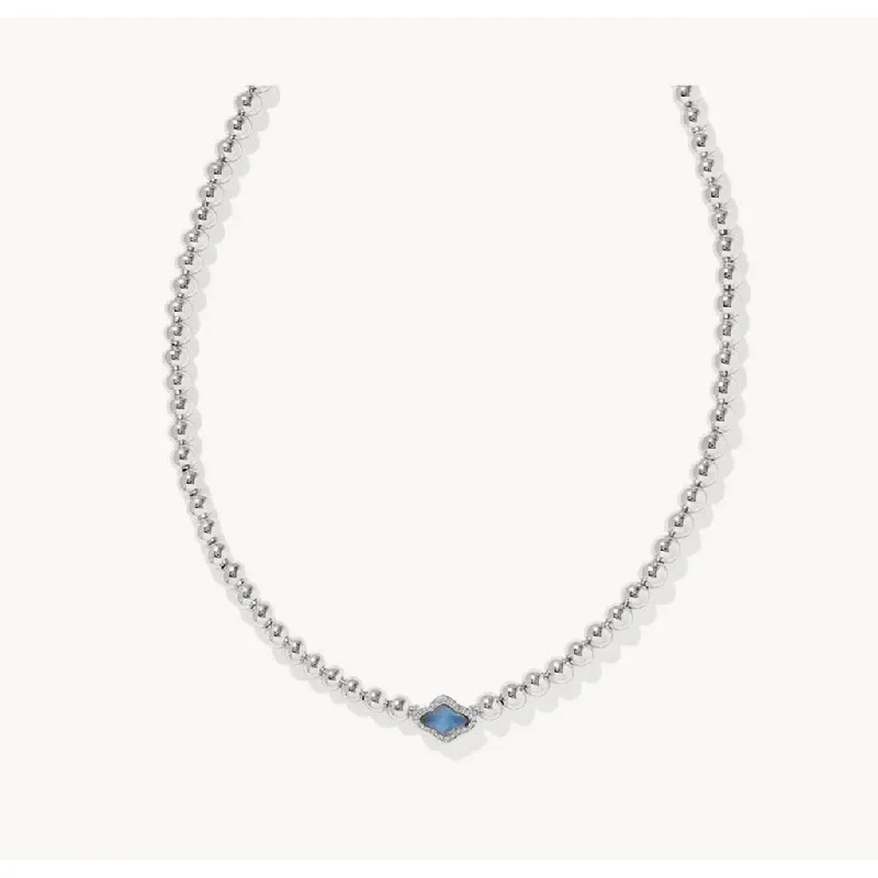 Women's party necklaces-Kendra Scott : Abbie Silver Beaded Necklace in Light Blue Mother-of-Pearl