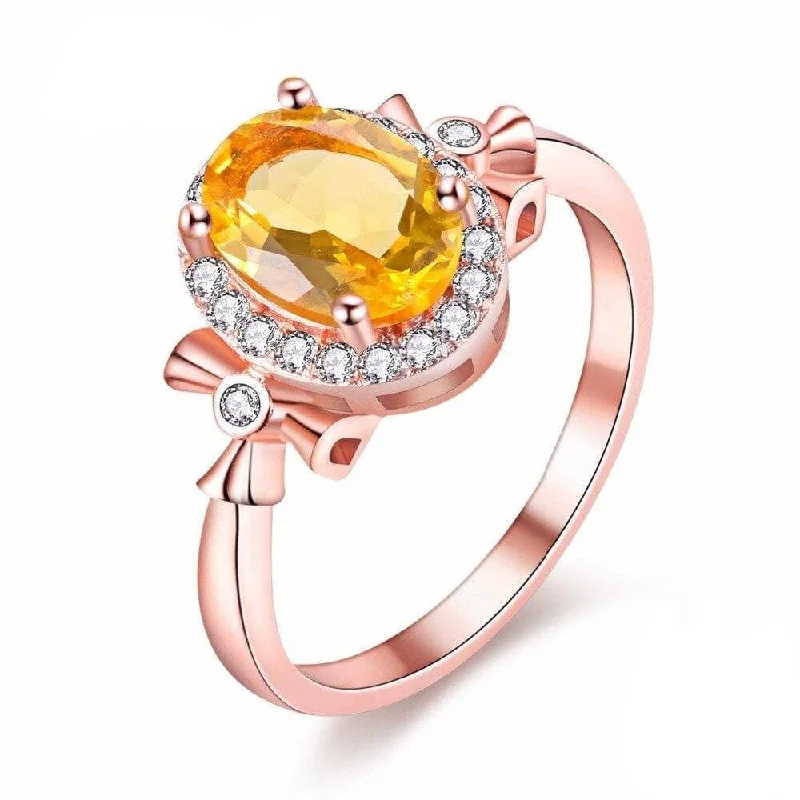 Women's everyday rings-1.5ct Oval Natural Citrine Birthstone Solitaire Rings