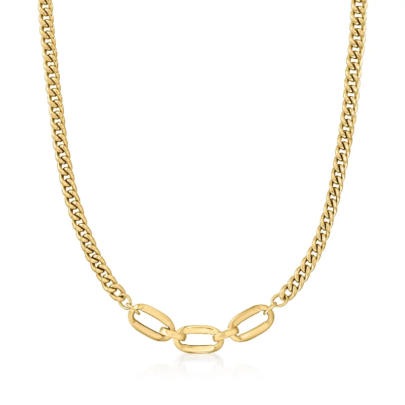 Women's layered necklaces-Ross-Simons Italian 14kt Yellow Gold Curb and Paper Clip Link Necklace