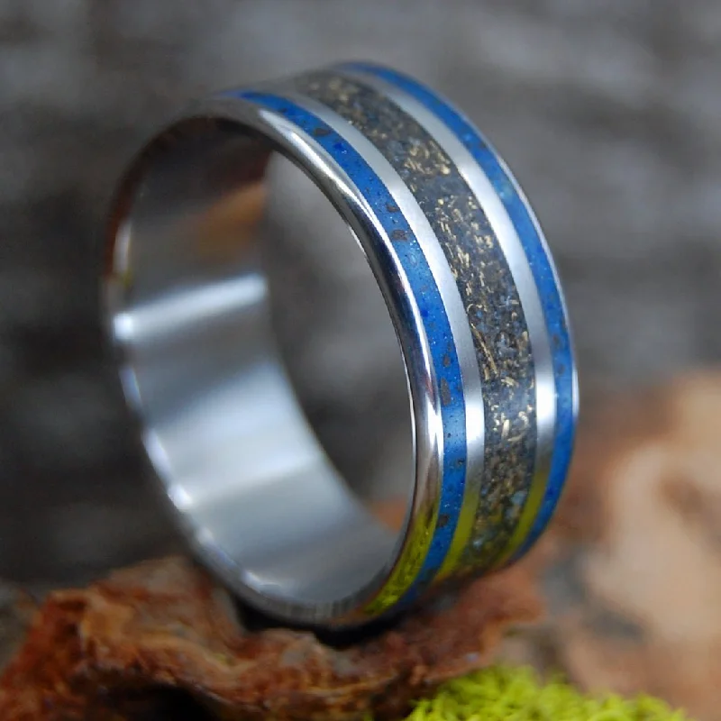 Custom women's rings-Solution Revolution | Men's Battleground Earth, Bullet Fragments & Titanium Wedding Ring