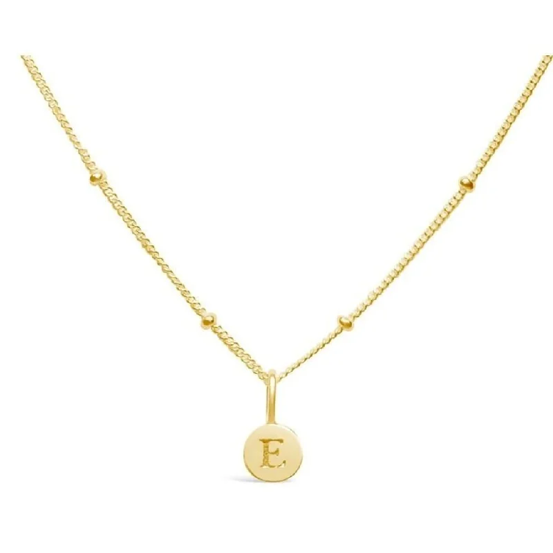 Women's diamond necklaces-Stia : Love Letter "E" Mini Disk Necklace in Gold