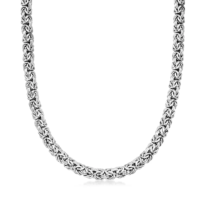 Women's bridal necklaces-Ross-Simons Sterling Silver Classic Byzantine Necklace