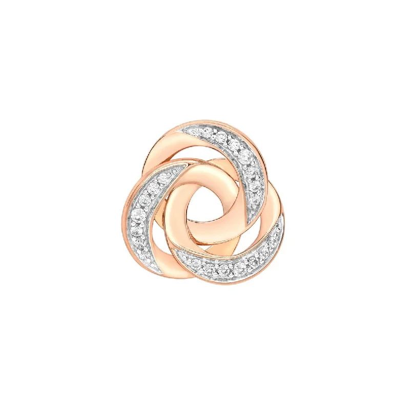 Women's art deco rings-9K Rose Gold CZ Triple-Linked-Rings Pendant