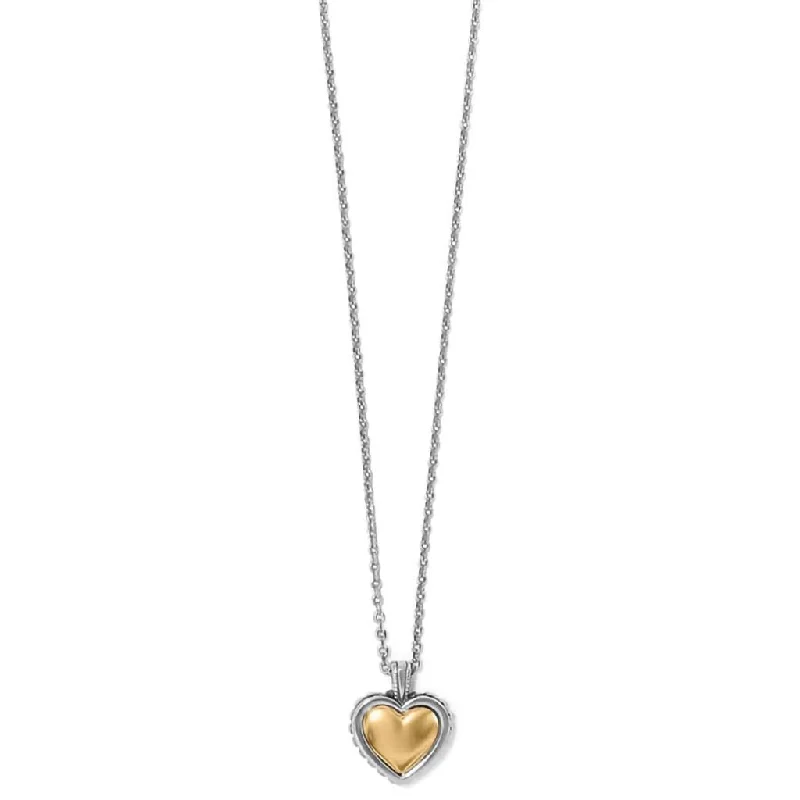 Women's jade necklaces-Brighton - Pretty Tough Bold Two Tone Heart Petite Necklace