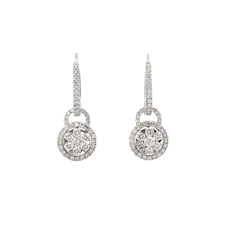 Women's graduation earrings-18 Karat White Gold Diamond Drop Earrings