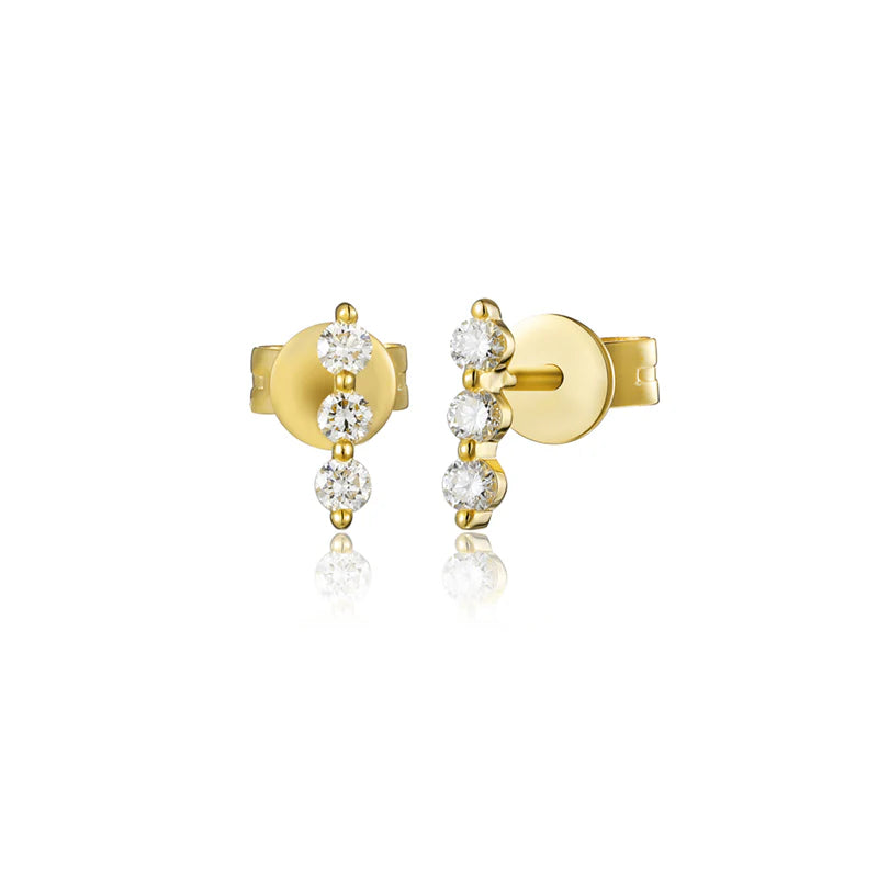 Women's Buddha earrings-14K GOLD DIAMOND BRENT BAR STUDS