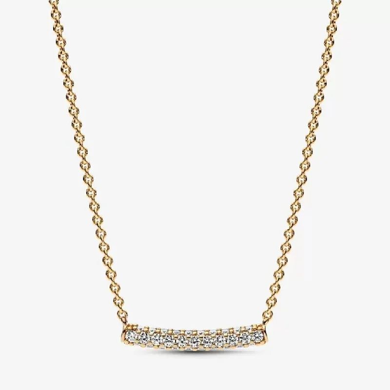 Women's birthday gift necklaces-PANDORA : Pandora Timeless Pavé Single-row Bar Collier Necklace