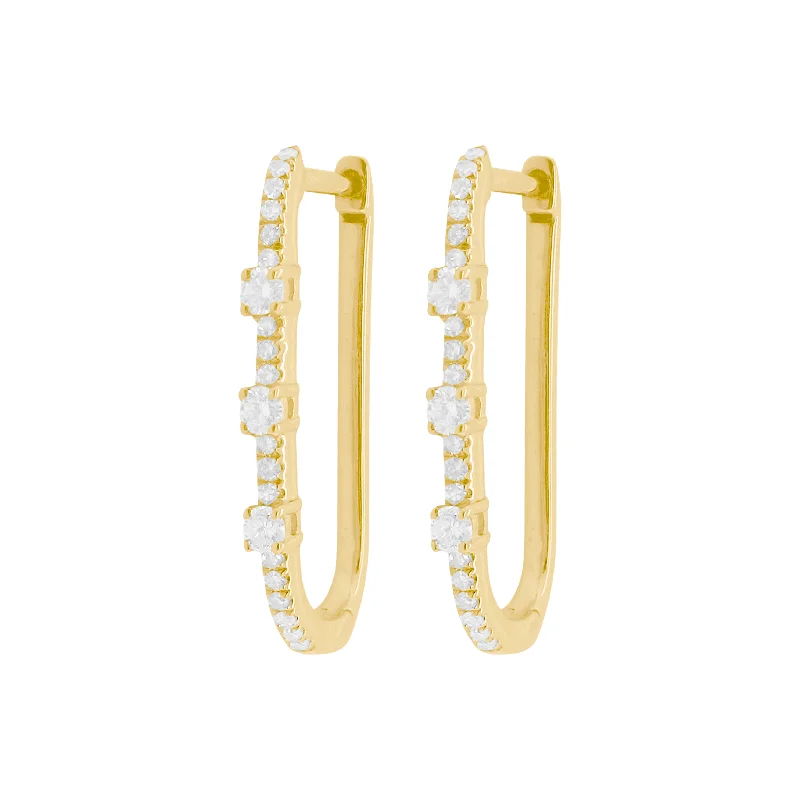 Women's hypoallergenic earrings-14K GOLD DIAMOND SARA HOOPS