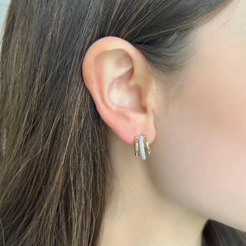 Women's minimalist earrings-14K GOLD DIAMOND NOA EARRINGS