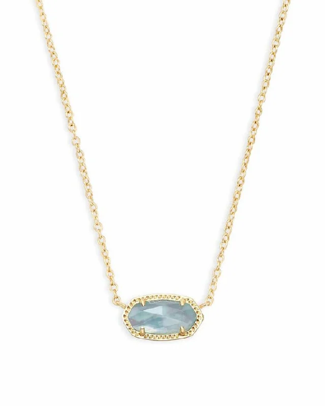 Designer women's necklaces-Kendra Scott : Elisa Gold Pendant Necklace in Light Blue Illusion