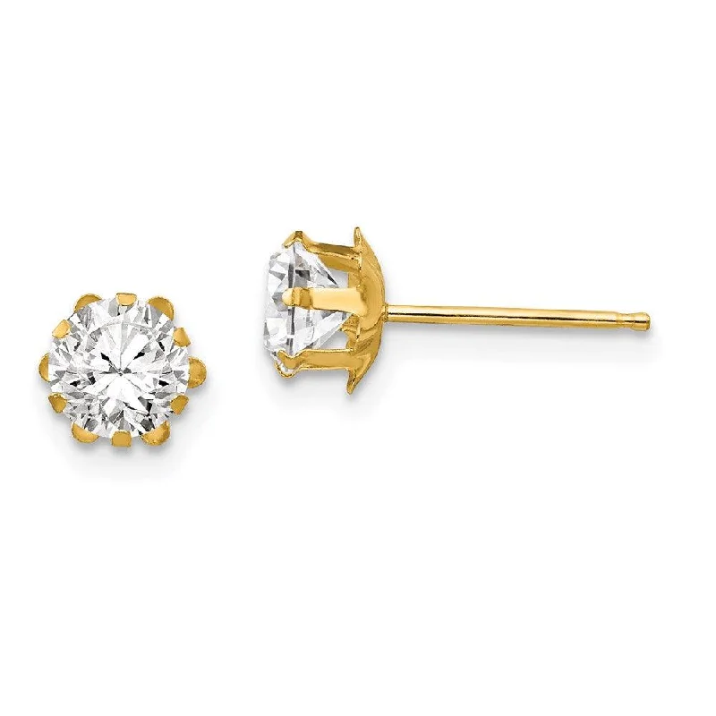 Women's moon phase earrings-Madi K Kid's 14k  5mm Synthetic (Apr) Earrings