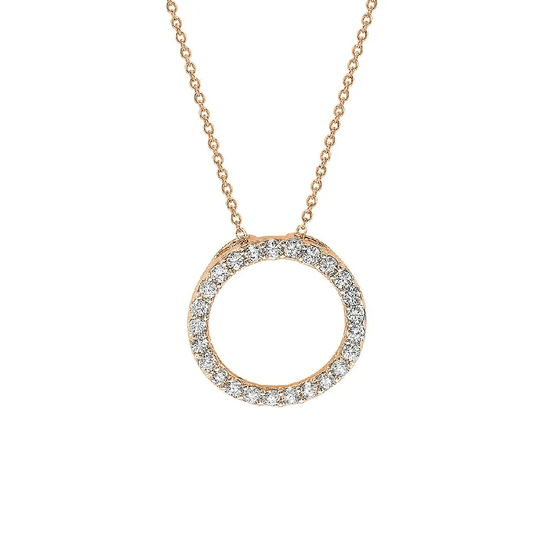 Women's sustainable necklaces-Suzy Levian 14K Rose Gold .50 cttw Diamond Circle Pendant