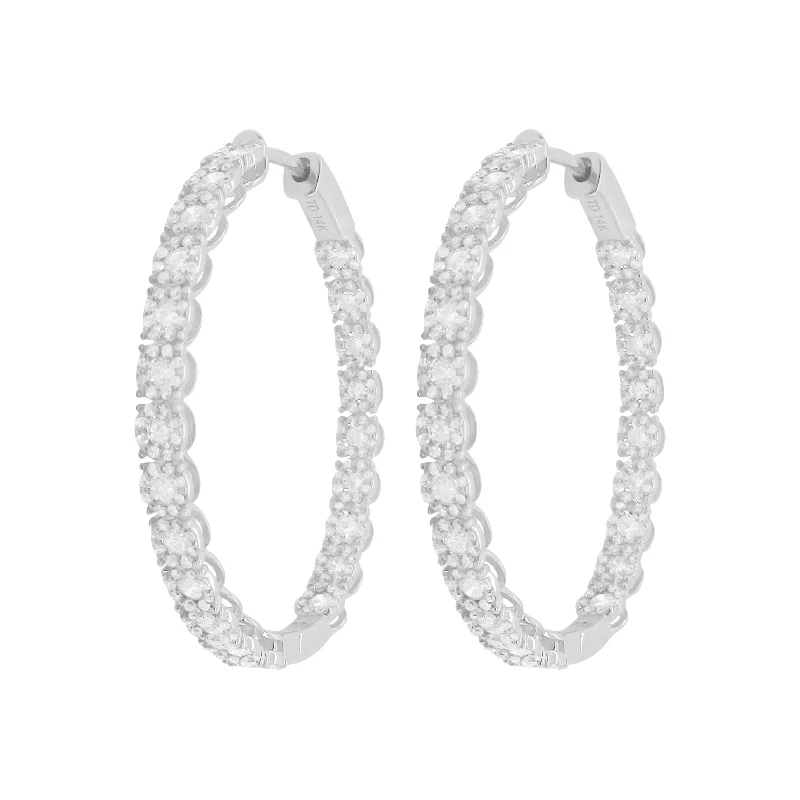 Trendy women's earrings-14K GOLD DIAMOND MAGGY HOOPS