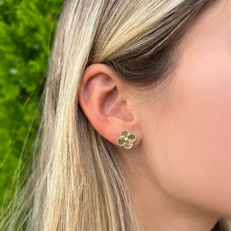 Women's titanium earrings-14K GOLD SMALL CARLIE CLOVER STUDS