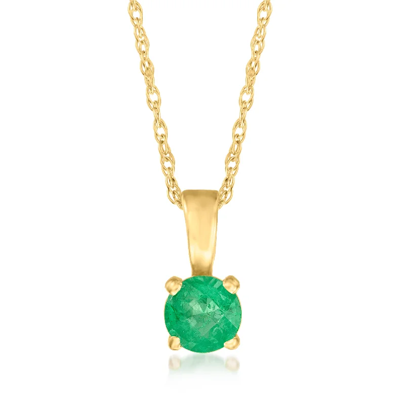 Women's alloy necklaces-Ross-Simons Emerald Pendant Necklace in 14kt Yellow Gold. 16 inches