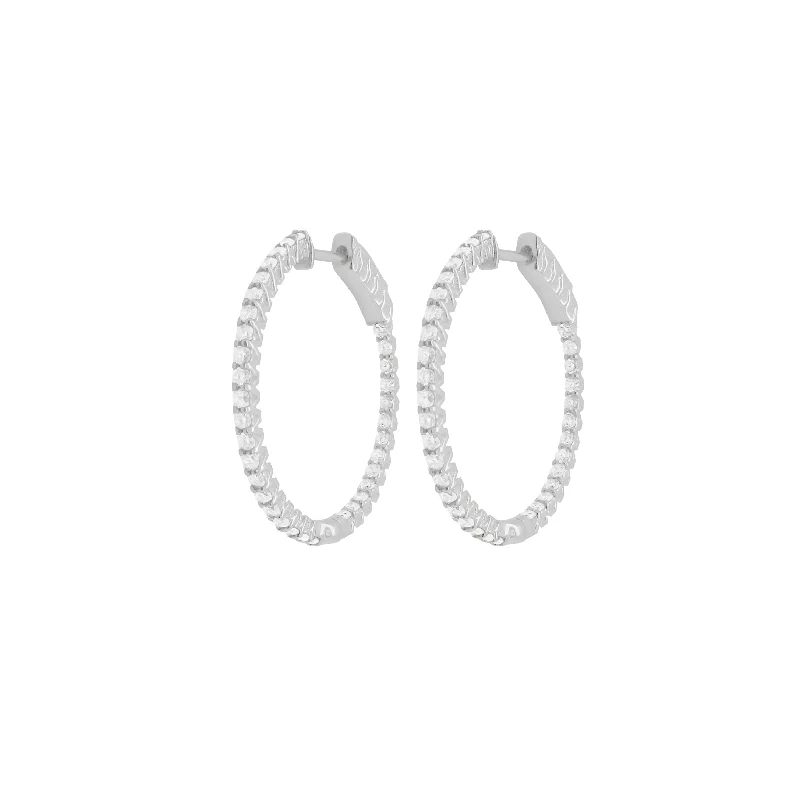 Modern women's earrings-14K GOLD DIAMOND .84 CT CLASSIC DIAMOND HOOPS