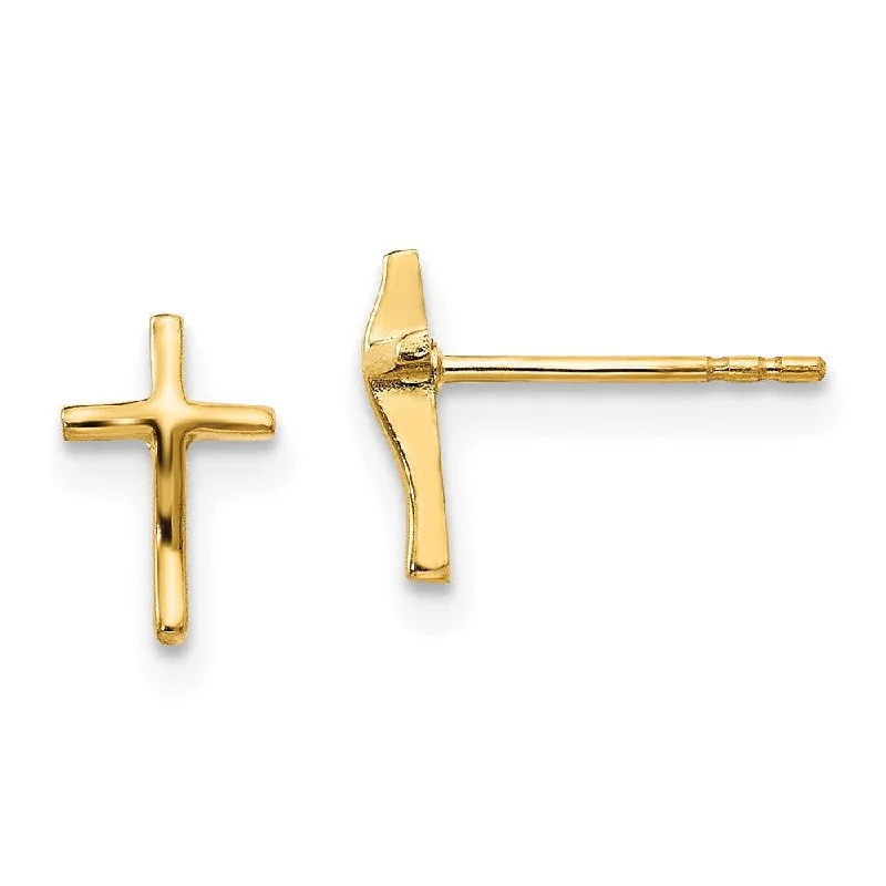 Women's travel earrings-Madi K Kid's 14k  Polished Cross Post Earrings