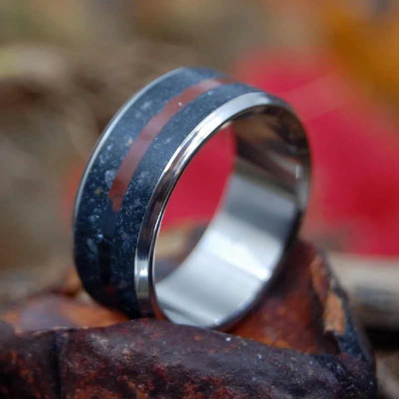 Women's family rings-In The Shadows | Men's Icelandic Beach Sand, Black Jasper Stone & Titanium Wedding Ring