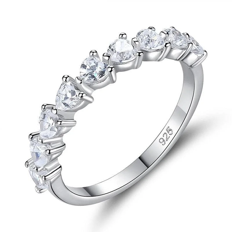 Women's silver rings-Heart Shaped Eternity Promise Ring