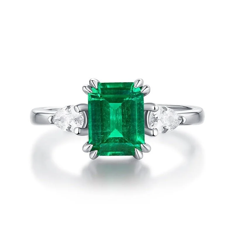 Women's Christmas rings-Adjustable 1.5 Carat Green Emerald Ring