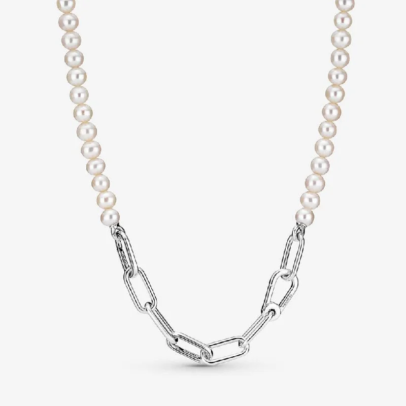 Women's sun necklaces-PANDORA : Pandora ME Freshwater Cultured Pearl Necklace with 2 Connectors - 17.7"