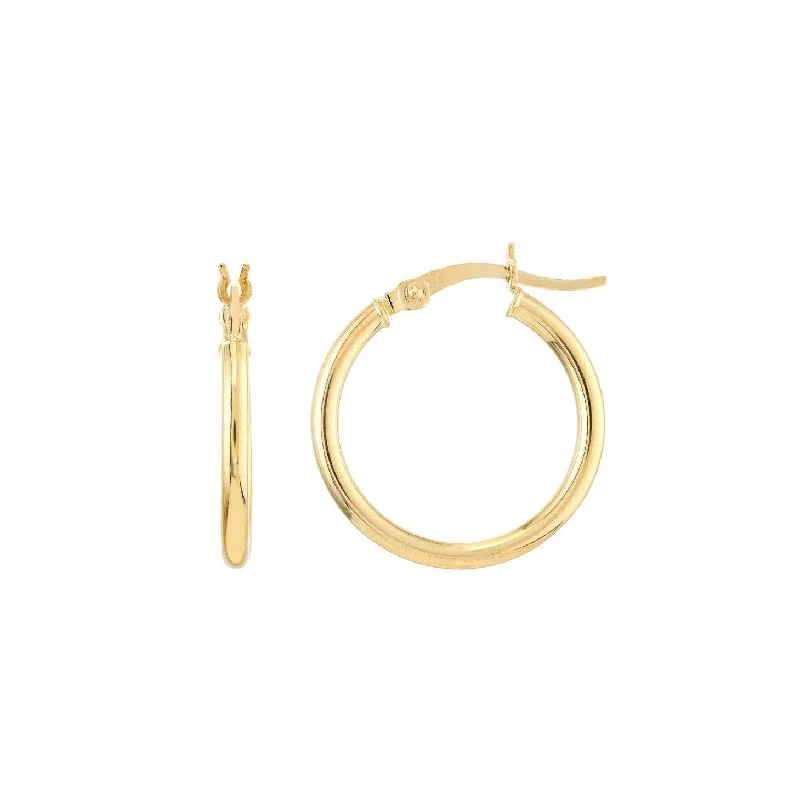 Women's sapphire earrings-14K GOLD 2MM .75" HOOPS