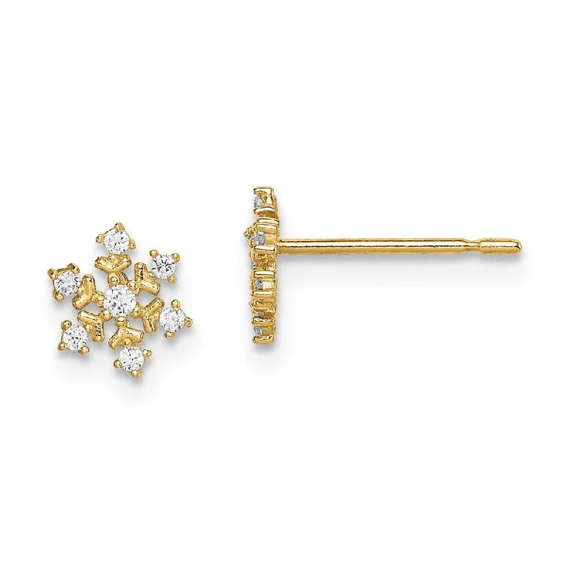 Women's dangle earrings-Madi K Kid's 14k  CZ Snowflake Post Earrings