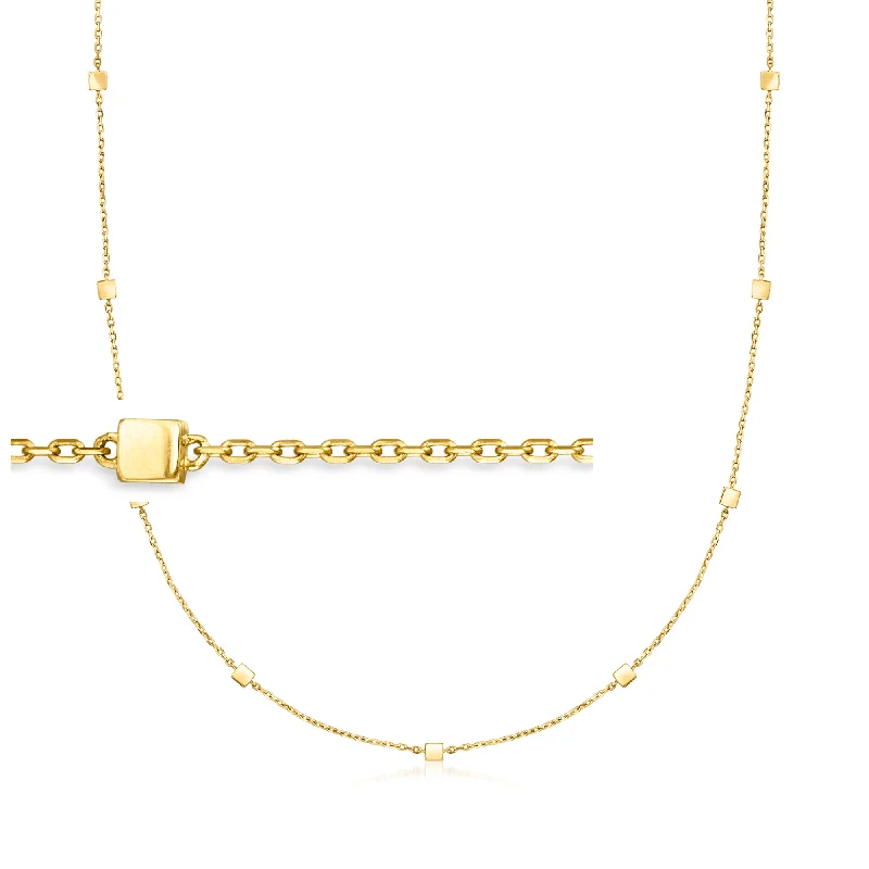 Women's seasonal necklaces-RS Pure by Ross-Simons Italian 14kt Yellow Gold Cube Station Necklace