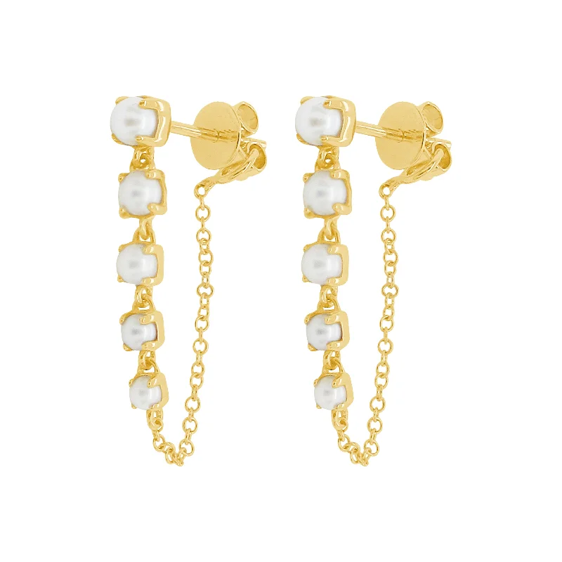 Women's bohemian earrings-14K GOLD PEARL SANDRA EARRINGS