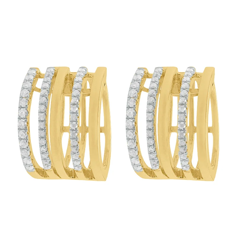 Women's fashion earrings-14K GOLD DIAMOND SELMA MINI HOOPS