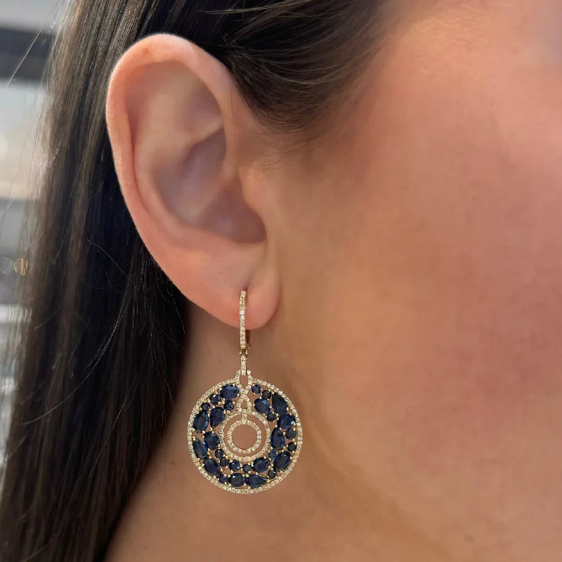 Women's eco-friendly earrings-14K GOLD DIAMOND SAPPHIRE SHANI EARRINGS