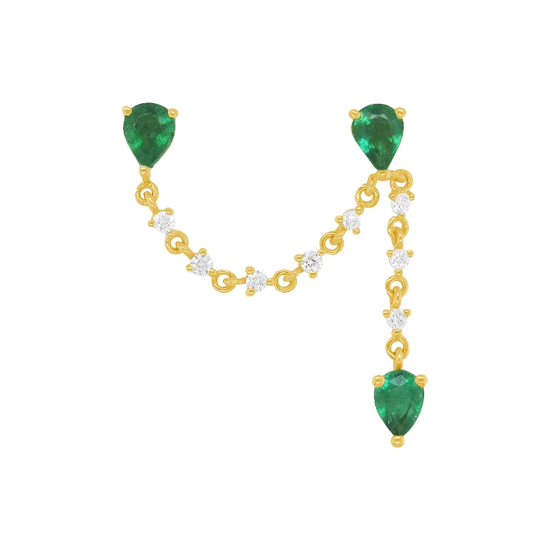 Women's beaded earrings-14K GOLD DIAMOND EMERALD NELLIE EARRING