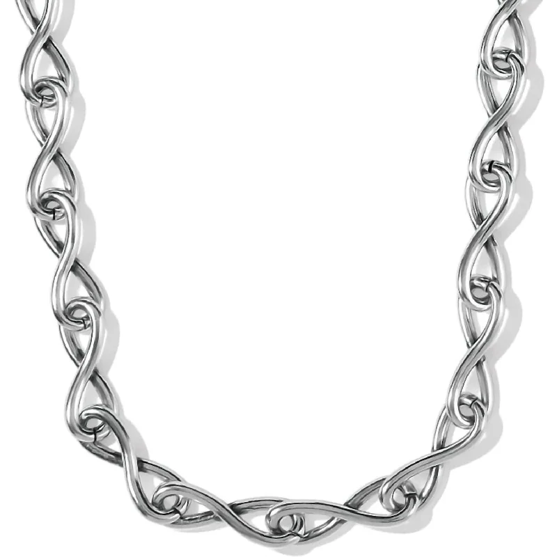 Women's rose gold necklaces-Women's Interlok Twist Necklace In Silver